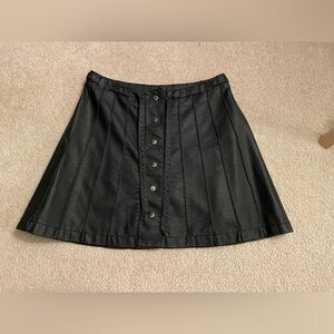 Free People Black A-Line Leather Mini Skirt